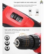 JPT 12V Powerful Cordless Drill Machine|1350 Rpm|18 Torque|10Mm|1.50 Kw|2 Speed Gear|2X Batteries|Fast Charger|Keyless Chuck|Carrying Case.,Blue [AA1102/267] - Image 2