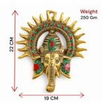 KridayKraft Ganesha Idol with Surya Chakra - Ganesh murti Wall hangings Rajasthani Handicrafts Decorative Showpiece for Gifting Anniversary Valentine's Day (Golden)(AA1103/103) - Image 5