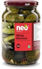 Neo Whole Gherkins 480g I Pack of 1 I 100% Plant Based I Low Fat Sweet and Crunchy Pickles, Ready to Eat I Enjoy with Nachos, Make a Healthy Salad at home (AA1104/265) - Image 6