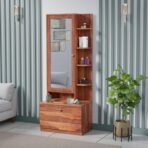Krishna Wood Decor Sheesham Wood Dressing Table with Mirror, 175 x 44 x 40 cm, Single Door, Storage Drawer, Brown (Honey Finish) (AA1104/228) - Image 6