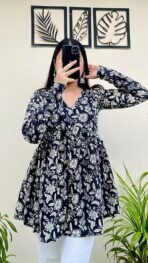 Women Floral Print Rayon Flared Short Kurta(AA1103/70) - Image 3