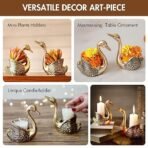 BEHOMA Aluminium Pair of Swans for Good Luck | Feng Shui Love Gifts Candle Holder for Home Decor Living Room | Showpiece Wedding Gift for Valentine's Day for Couple (Candles not Included) Gold - Image 4