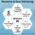 Samsung 1 Ton 3 Star Digital Inverter Split AC (Faster & Powerful Cooling even at 58 Degree C, 100% Copper, 5 year comprehensive warranty, 5 Step Convertible, AR50F12D0LHNNA, White) [AA1096/15] - Image 5