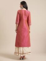 Varanga Women Coral Dual Tone Floral Gota Patti Embroidered Jacquard Kurta[AA1097/51] - Image 2