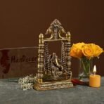 Two Moustaches 100% Pure Brass Ganesha on Swing Jhoola Showpiece, Brass Ganesha Jhula for Home Decor, Brass Temple Decor, Weight - 1.5 Kg, Standard, Antique Yellow, Pack of 1 - Image 2