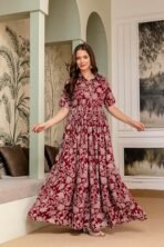 Women Printed Anarkali Kurta || Floral Anarkali Gown || Long Gown for Women || Women Dress - Image 7