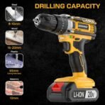 Tomahawk® TCD-20K 20V Cordless Impact Drill & Screwdriver | 35Nm Torque | 2-Speed 400/1400 RPM | 10mm Chuck | 18+1 Settings | Dual 1.5Ah Batteries for Home & DIY(AA1103/134) - Image 3