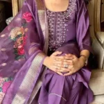 Embroidered Kurta With Printed Dupatta And pent