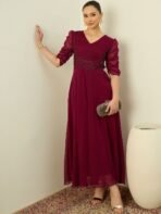 Antheaa Embellished Puff Sleeve Chiffon Maxi Dress[AA1097/42] - Image 4