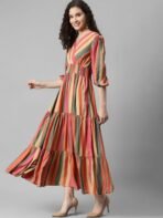 Krunal Raiyani Women Striped Daily Anarkali Kurta[AA1097/47] - Image 4