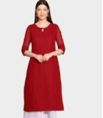 Apaari Fab Women's Embroidered Georgette Straight Kurti(size - s) - Image 2