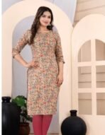 Women Cotton Straight Long Floral Print Kurti for Daily Wear(size - s) - Image 2