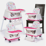 High Chair for Baby/Kids, Toddler Feeding Booster Seat with Wheels (White) [AA1096/102]