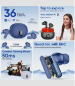 Earbuds WITH DIGITAL DISPLAY | True Wireless Stereo | Noise Cancelling Bluetooth Headset (Blue, True Wireless) [AA1096/107] - Image 4