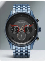 Fastrack Thor Multifunction Black & Grey Dial Blue Metal Strap Analog Watch - For Men NT3286KM03 [AA1096/108] - Image 4