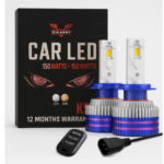Yellow/White 300 Watt H8/H9/H11 Fitting LED Headlight Bulb is designed for cars, motorbikes, trucks, and vans, operating at 12 V with 300 W power. It is universally compatible for both bikes and cars and comes as a pack of 2 [AA1096/113]