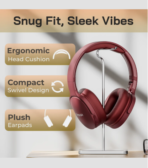 Trinity 2 with Dual Pairing, ENC, Fast Charge, 50H Battery, Rubber Finish, v5.3 Bluetooth Headset (Bordeaux Maroon, On the Ear) [AA1096/116] - Image 4