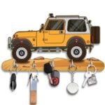 shashank Wooden yellow thar key holder/Printed key holder/Key holder for wall/ Wood Key Holder (5 Hooks, Yellow)