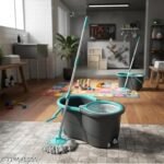 Gamma with 360 Spinner 2 Microfiber heads & Twin Bucket Mop Set (Grey,Blue) (AA1102/44)