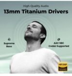 Aura Pro earbuds w/ 60H Battery, Leather finish Case, Dual Pairing, 13mm Drivers Bluetooth Headset (Midnight Black, True Wireless) [AA1102/117] - Image 4