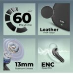 Aura Pro earbuds w/ 60H Battery, Leather finish Case, Dual Pairing, 13mm Drivers Bluetooth Headset (Midnight Black, True Wireless) [AA1102/117] - Image 2