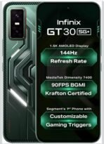 Infinix GT 30 5G+ (Pulse Green, 8GB RAM, 256GB Storage) | Cyber Mecha Deisgn with LED Lights | 90FPS on BGMI | 1.5K 144Hz AMOLED Display | Segment's 1st Gaming Triggers | 64MP Sony Camera | Infinix AI[AA1100/66]