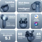 Bullets 360 TWS Earbuds With 100HRS Playtime blue tooth  Headset (Bold Blue, Ture Wireless) (AA1104/77) - Image 3