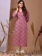 Rimeline Ethnic Motifs Printed Pure Cotton Straight Kurta[AA1097/44] - Image 2