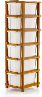 6 Compartments Plastic Multipurpose Drawer, Storage Organizer Home  (White) [AA1102/126]