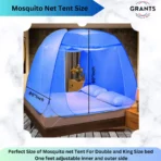 గ్రాంట్స్ Double and King size bed 6x6 6.5x6.5 7x7 ft పెద్దల కోసం కాటన్ దోమ తెర (స్మూత్ బ్లూ)(AA1103/76) - Image 3