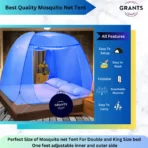 గ్రాంట్స్ Double and King size bed 6x6 6.5x6.5 7x7 ft పెద్దల కోసం కాటన్ దోమ తెర (స్మూత్ బ్లూ)(AA1103/76) - Image 4