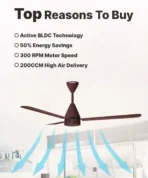 Hyperjet with 2 Year Warranty BLDC Motor with Remote 1200 mm Ceiling Fan (5 Star | Brown | Pack of 1)[AA1100/95] - Image 4
