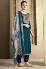 Women Rayon Slub Kurti With Dupatta & Bottomwear Set - Image 2