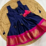 South Indian Pattu Frock,Pattu Pavadai Frock for Baby Girl,Cotton Silk Traditional Frock with Tassels(6 to 12 months)