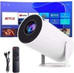 Amit Amit HY300 Portable Projector Android 11 Projector, 4K/1080P, Wi-Fi 5G BT 5.0 (400 lm / 2 Speaker / Wireless / Remote Controller) Portable Projector (White)[AA1097/85]