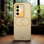 Vaku Luxos® Skylar Back Cover for Vivo V27 with Leather Pattern Gold Electroplated Soft TPU Cover Shockproof Protective Case- Gold [AA1096/129] - Image 5