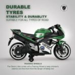 Battery Operated Bike for Kids with Foot Accelerator & Music & Training Wheels Bike Battery Operated Ride On (Green) [AA1096/96] - Image 5