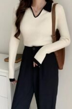 WANQUILA Casual Regular Sleeves Solid Women Beige Top [AA1096/156] - Image 2