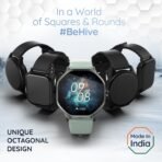 Pebble Hive Octa Display Smartwatch | BT Calling | Functional Rotating Crown | Multi Sports Modes | Sleep Monitoring | Health Suite | Customizable Watch Faces | in-Built Games & World Clock - Black [AA1096/135] - Image 3