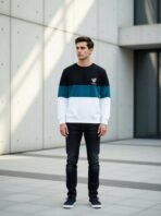 Kroptee Men Colorblock Round Neck Pure Cotton Multicolor T-Shirt [AA1096/160]