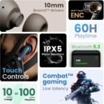 Z40 with ENC Mic, 60Hr Battery, Metal Finish, Low Latency, 5.3v Bluetooth Headset (White, True Wireless) [AA1096/164] - Image 2