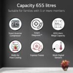 655 L Frost Free Side by Side Refrigerator  with Smart Inverter Compressor, Smart Diagnosis, Express Freezing & Multi Digital Sensors (Western Black, GL-B257HWBY) [AA1096/70] - Image 2