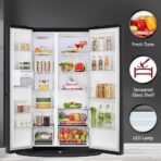 655 L Frost Free Side by Side Refrigerator  with Smart Inverter Compressor, Smart Diagnosis, Express Freezing & Multi Digital Sensors (Western Black, GL-B257HWBY) [AA1096/70] - Image 4