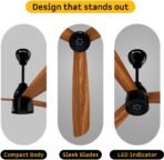 Renesa Prime Remote|High Air Delivery|LED Speed Indicator|Low Noise|Sleek Design with 3 Year Warranty BLDC Motor with Remote 1200 mm Ceiling Fan (5 Star | Honey Maplewood | Pack of 1) [AA1096/77] - Image 3