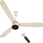 Renesa Prime Remote|High Air Delivery|LED Speed Indicator|Low Noise|Sleek Design with 3 Year Warranty BLDC Motor with Remote 1200 mm Ceiling Fan (5 Star | Seasand Ivory | Pack of 1) [AA1096/76]
