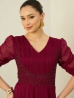 Antheaa Embellished Puff Sleeve Chiffon Maxi Dress[AA1097/42] - Image 2