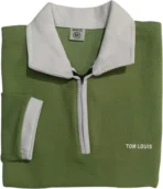 Men Solid Zip Neck Elastane Purple T-Shirt [AA1102/274] - Image 4