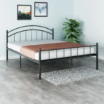 Nancy Metal Queen Bed, 206 cm x 154.5 cm (6.76 ft x 5.07 ft) (Finish Color - Dark Black, Delivery Condition - Knock Down)(AA1103/68)