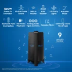 SamSung  Sound Tower (MX-T70/XL) Built-in Subwoofer, Bluetooth, USB, karaoke Enabled 1500 W  Bluetooth Party Speaker (Black ,2.0 Channel) (AA1104/80) - Image 3