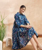 Women Printed Cotton Blend Anarkali Kurta(Blue - XL) - Image 5